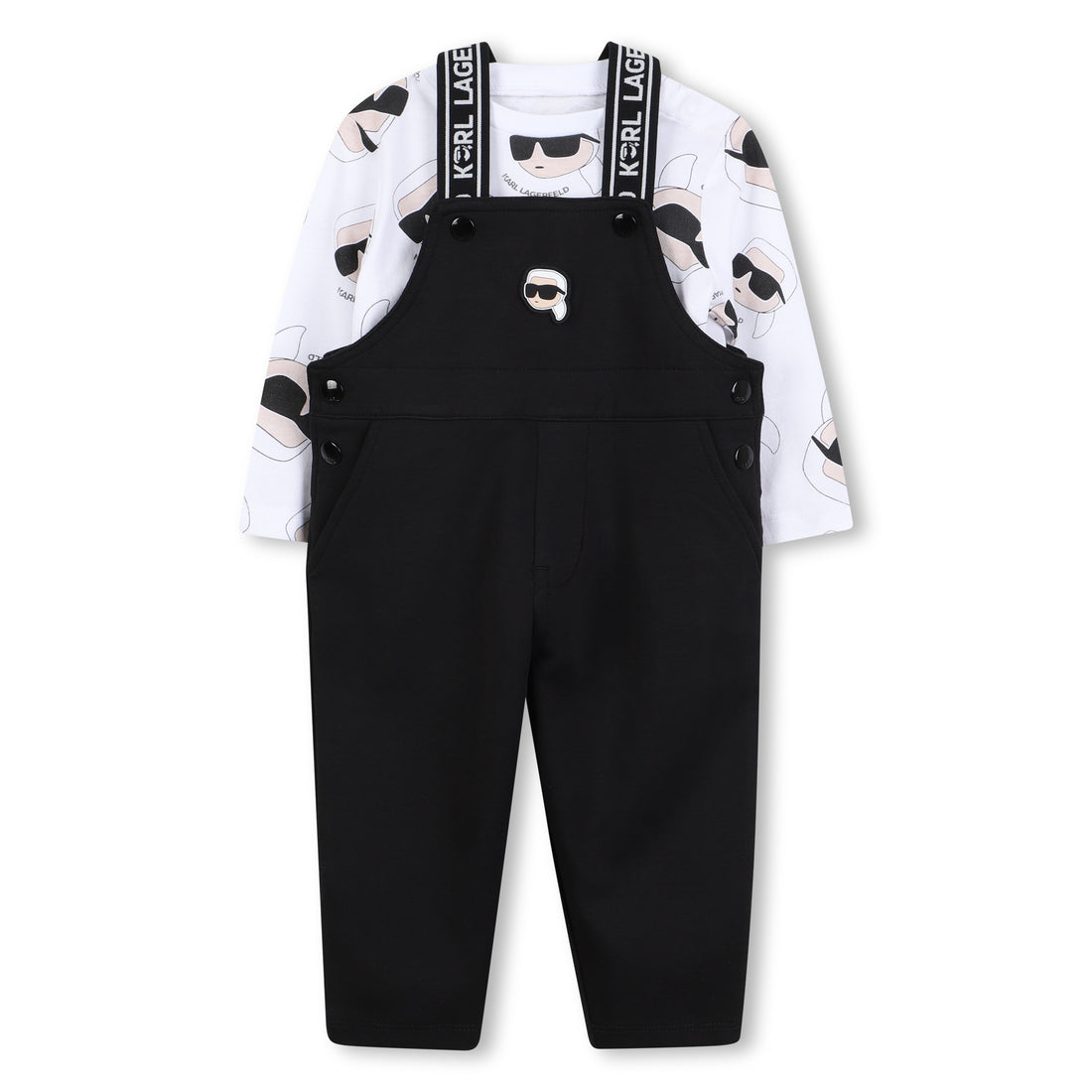 Baby Overall and Long Sleeve T-Shirt Set with Karl Lagerfeld Print