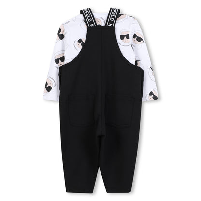 Baby Overall and Long Sleeve T-Shirt Set with Karl Lagerfeld Print
