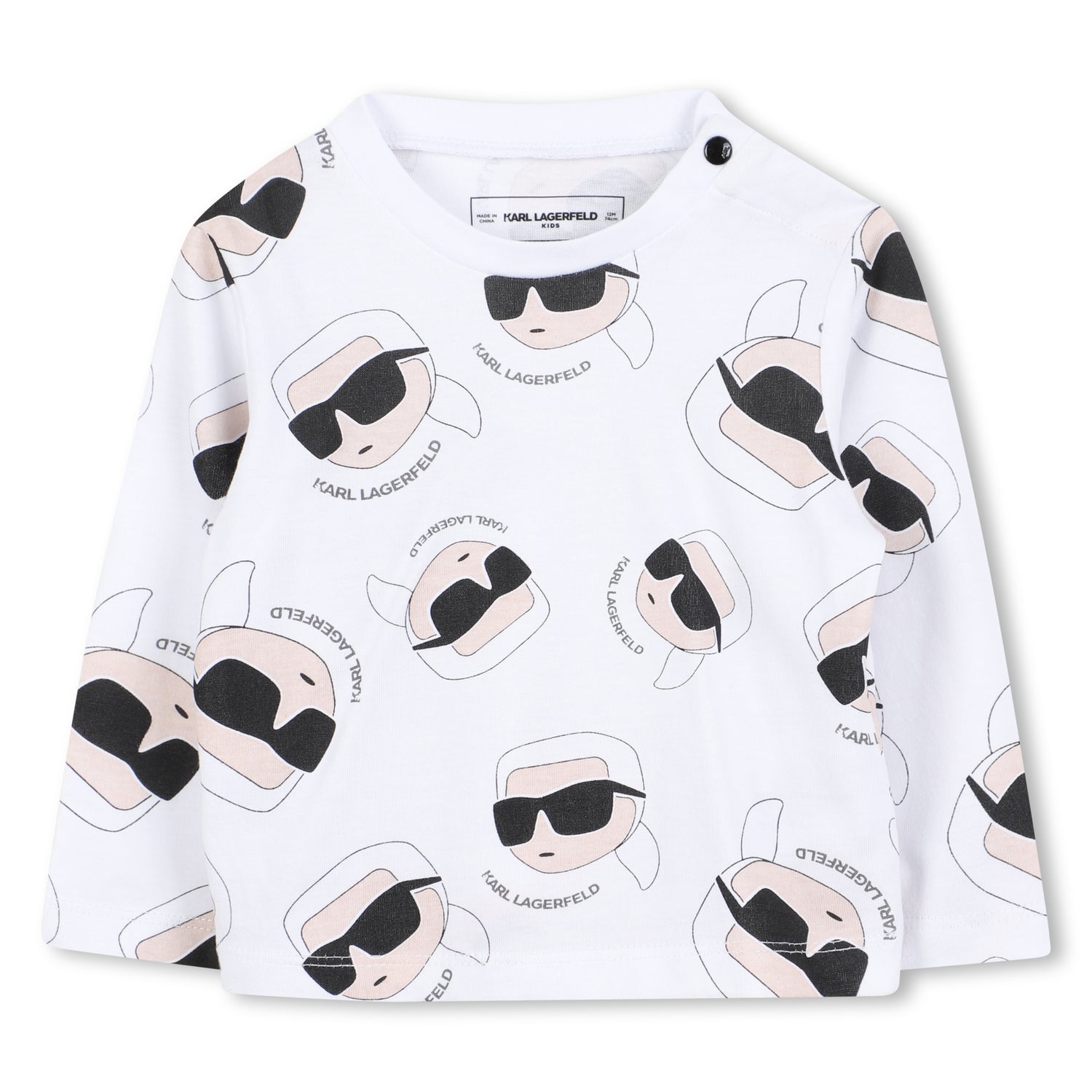 Baby Overall and Long Sleeve T-Shirt Set with Karl Lagerfeld Print