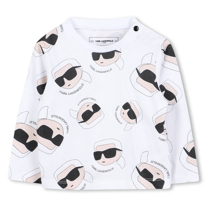 Baby Overall and Long Sleeve T-Shirt Set with Karl Lagerfeld Print