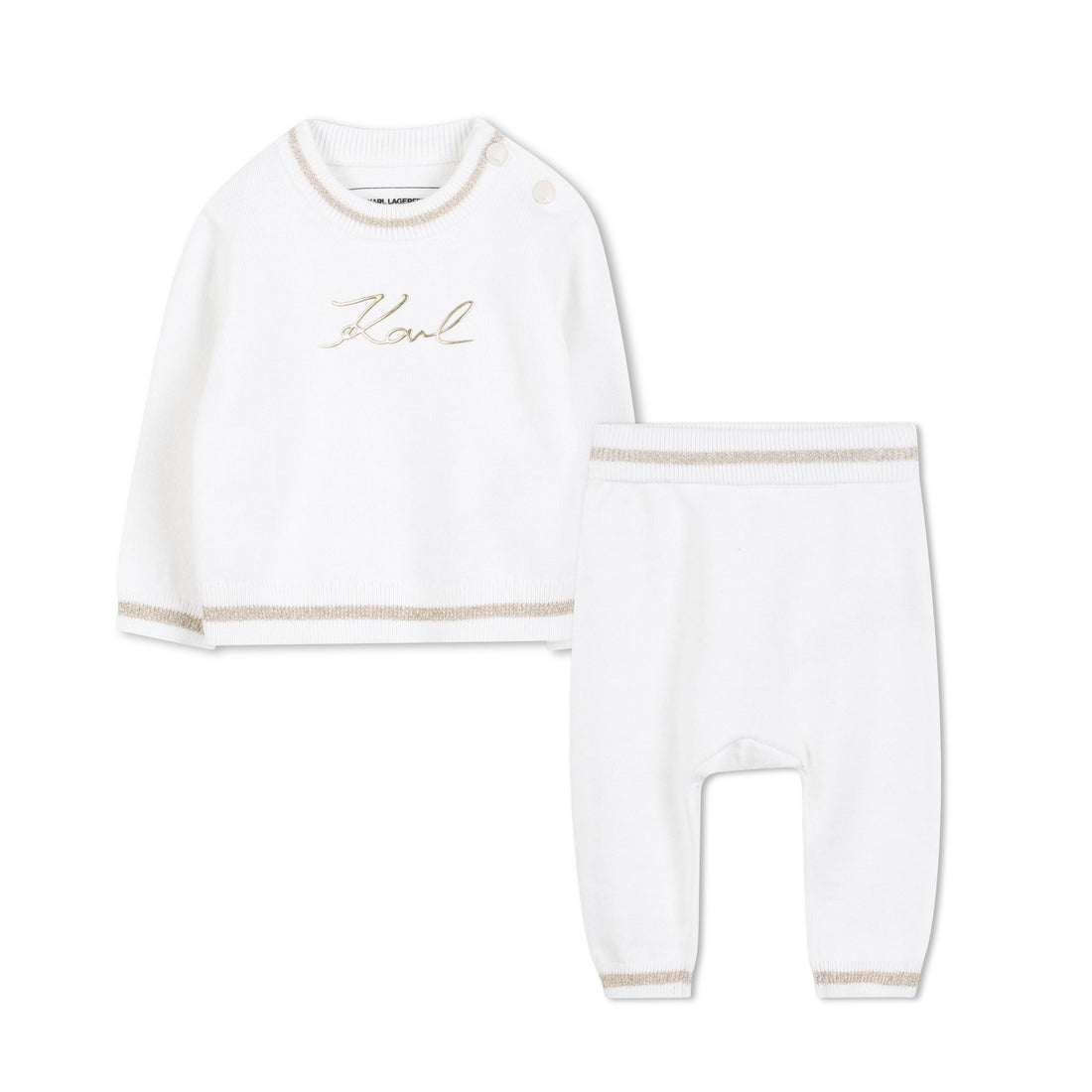 Baby Knitted Sweater and Leggings Set with Gold Signature Detail