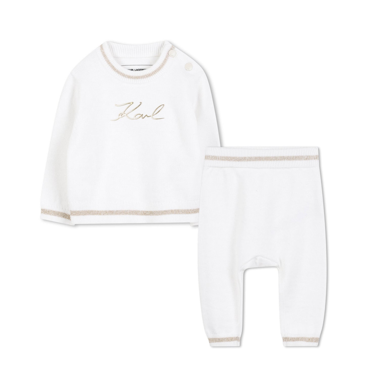 Baby Knitted Sweater and Leggings Set with Gold Signature Detail