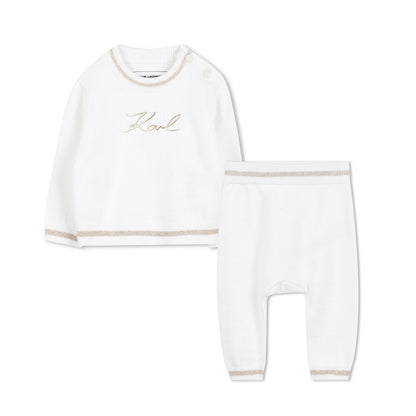Baby Knitted Sweater and Leggings Set with Gold Signature Detail