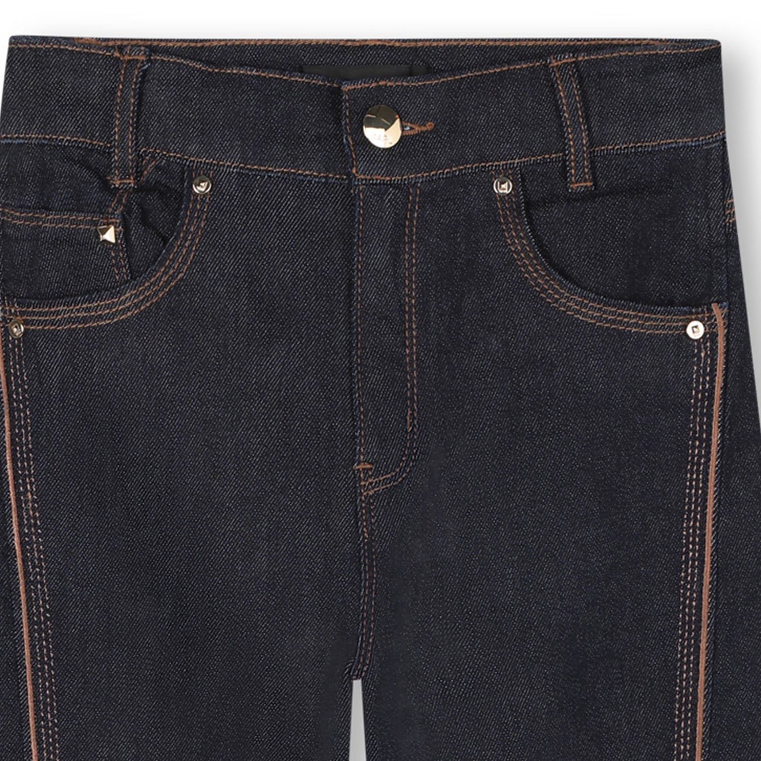 Girls Wide-Leg Denim Trousers with Embroidered Back Pocket