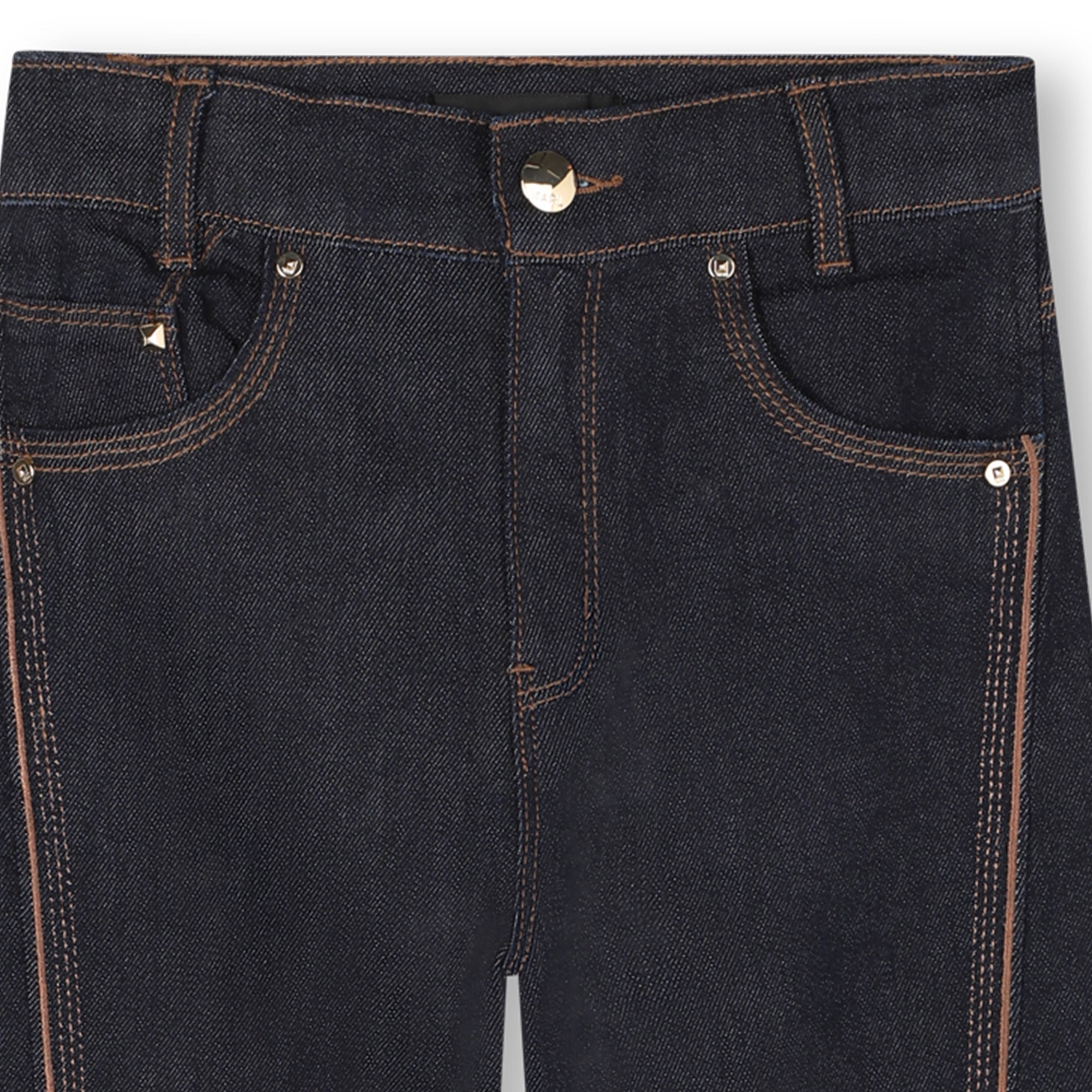 Girls Wide-Leg Denim Trousers with Embroidered Back Pocket