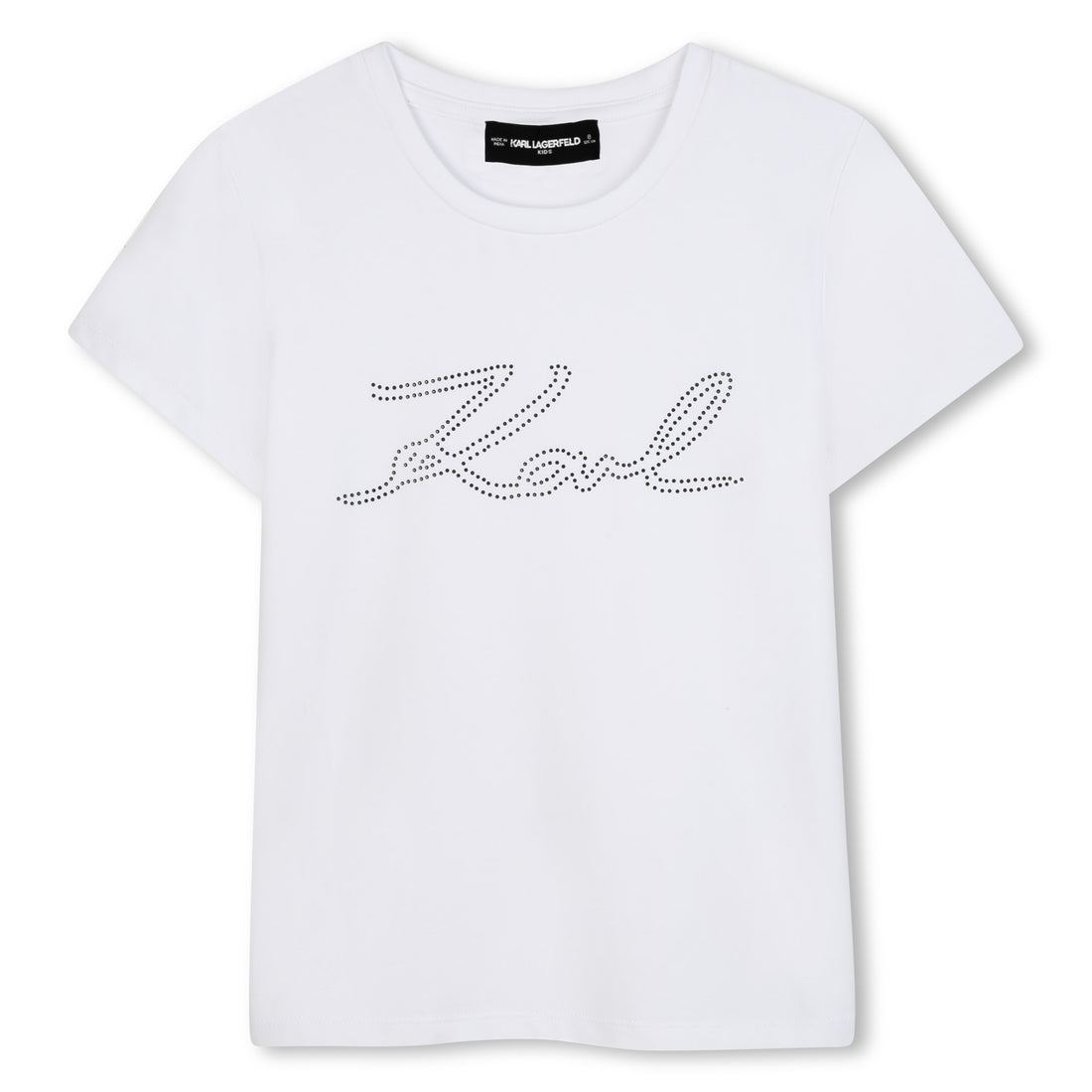 Short Sleeve Logo T-Shirt with Stud Detail, Milk White