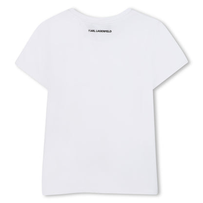 Short Sleeve Logo T-Shirt with Stud Detail, Milk White