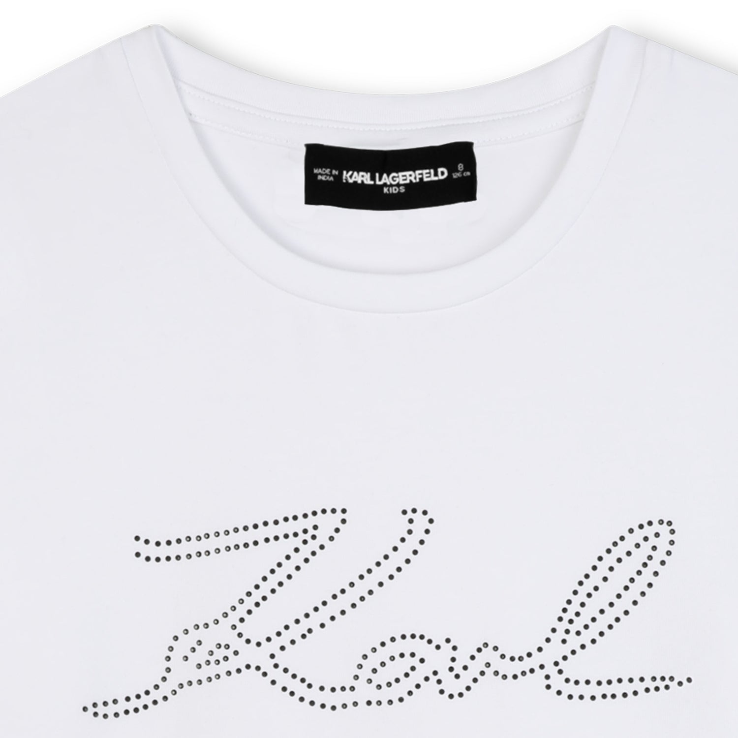 Short Sleeve Logo T-Shirt with Stud Detail, Milk White