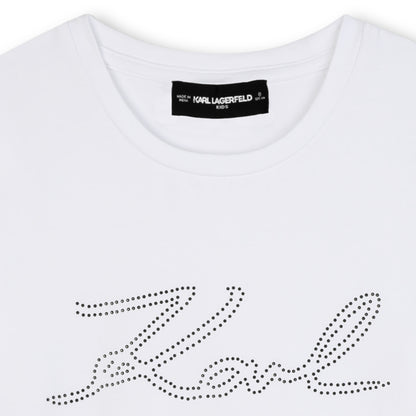 Short Sleeve Logo T-Shirt with Stud Detail, Milk White