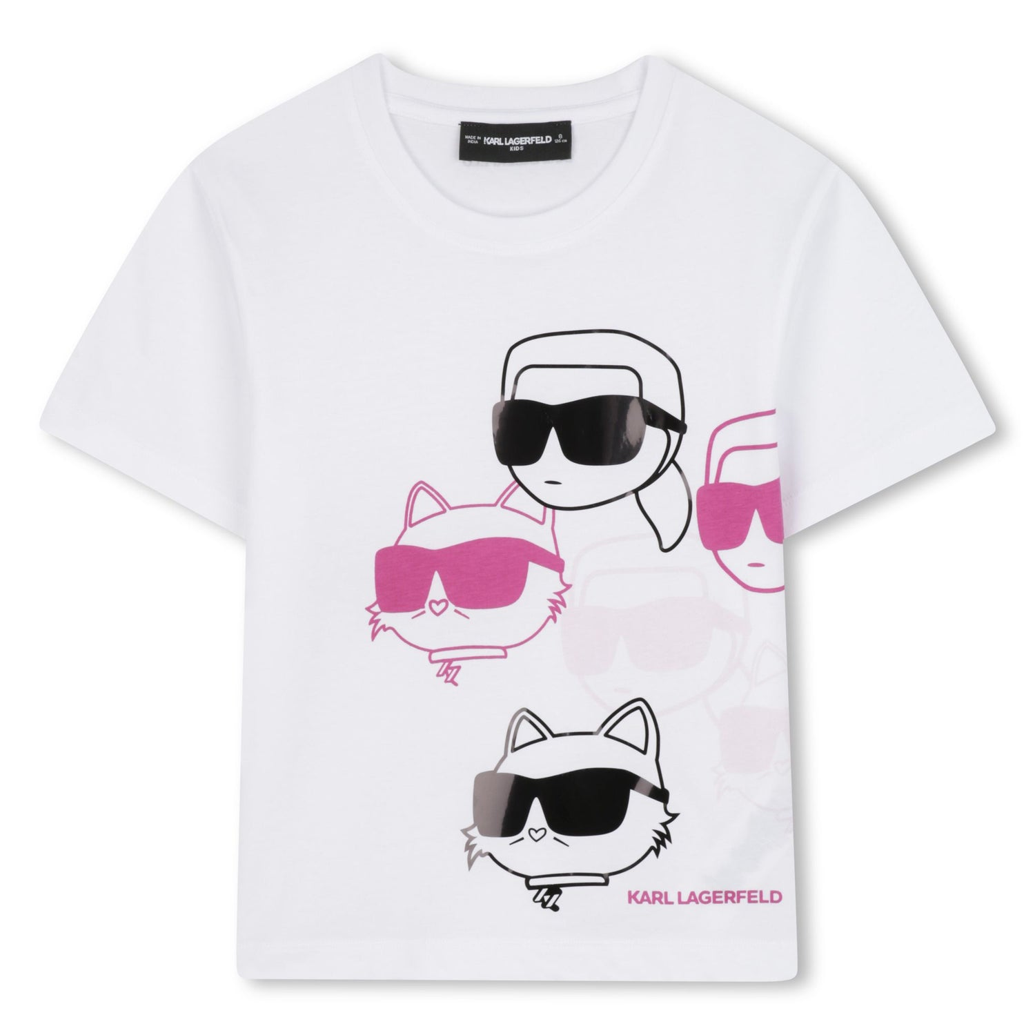 Short Sleeve Graphic Print T-Shirt, White-Pink