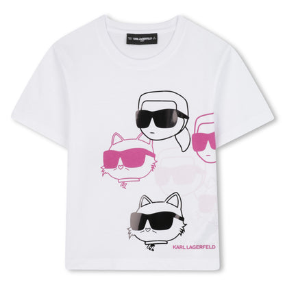 Short Sleeve Graphic Print T-Shirt, White-Pink