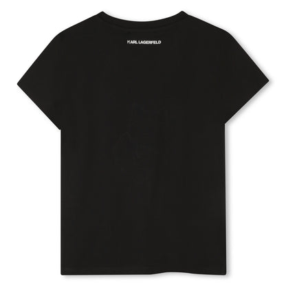 Short Sleeve T-Shirt with Choupette Motif, Black