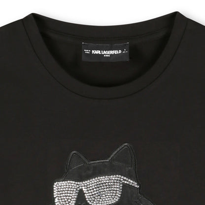 Short Sleeve T-Shirt with Choupette Motif, Black