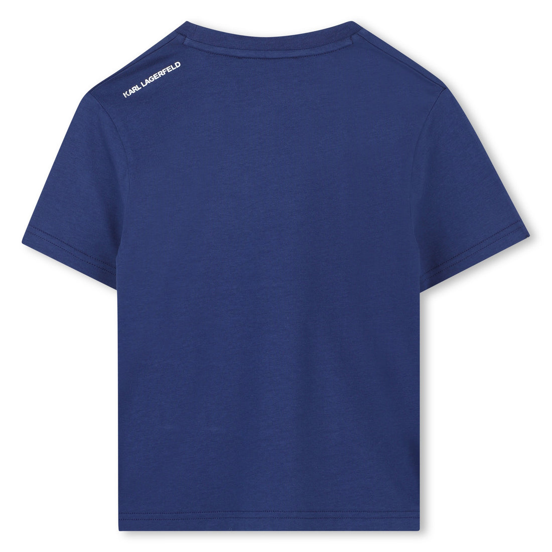 Blue Organic Cotton T-Shirt with Karl Lagerfeld Cartoon Print
