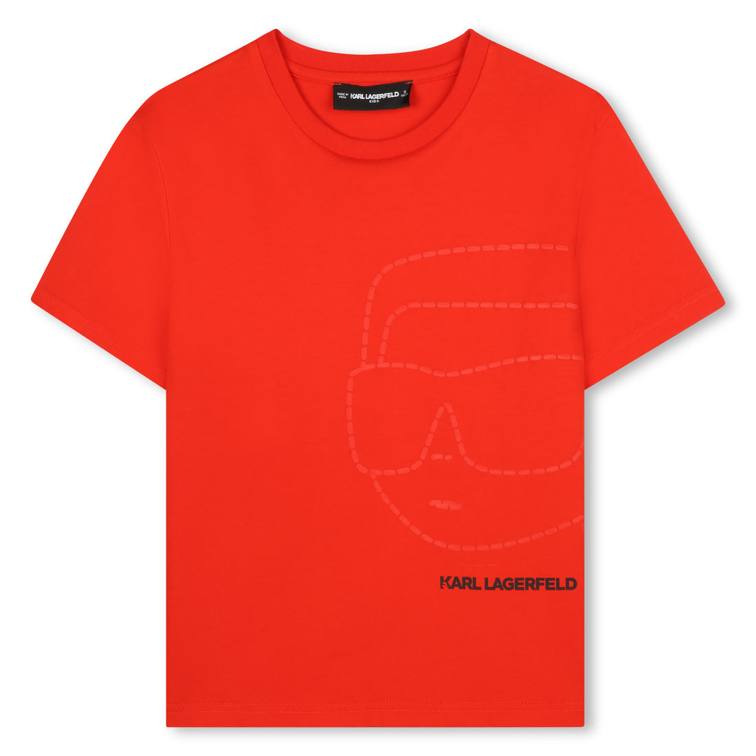 Red Organic Cotton T-Shirt with Karl Lagerfeld Front and Back Print
