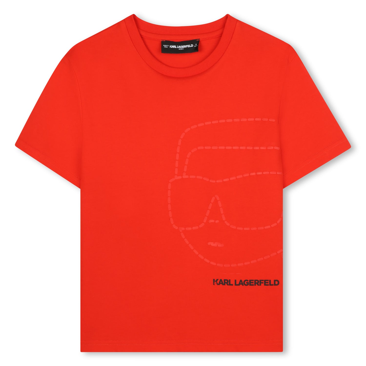 Red Organic Cotton T-Shirt with Karl Lagerfeld Front and Back Print