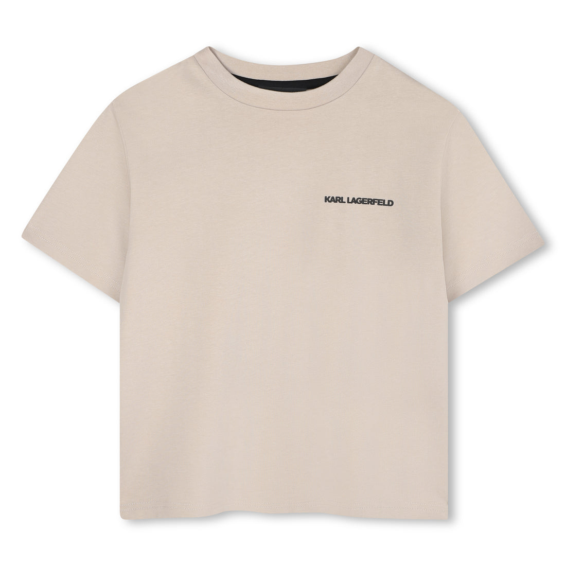 Kids beige short sleeve t-shirt with bold back graphic print
