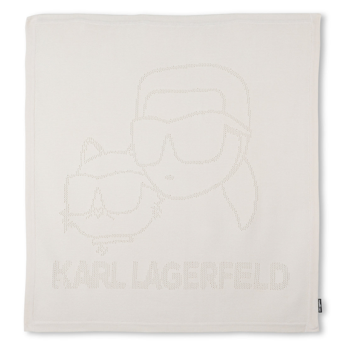 Cotton Knit Baby Blanket with Logo Design, Ivory