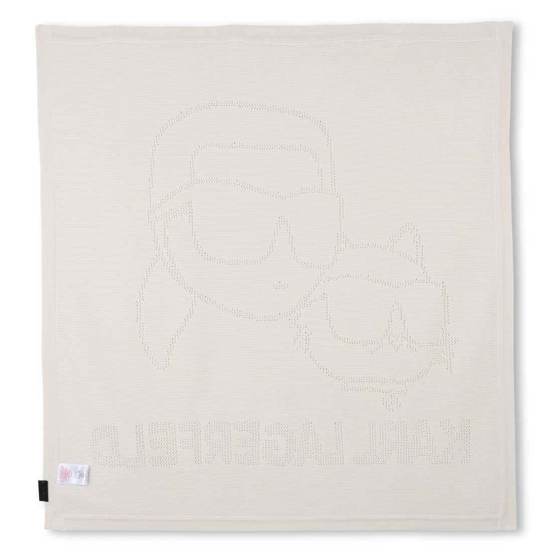 Cotton Knit Baby Blanket with Logo Design, Ivory