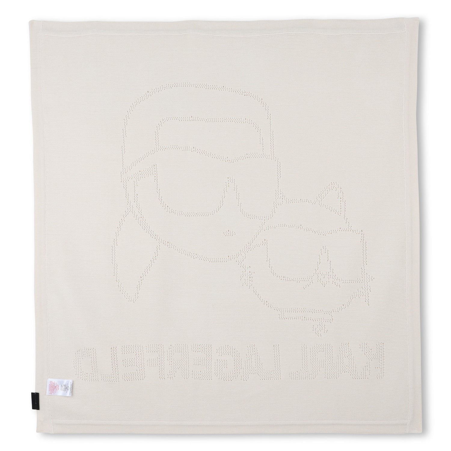 Cotton Knit Baby Blanket with Logo Design, Ivory