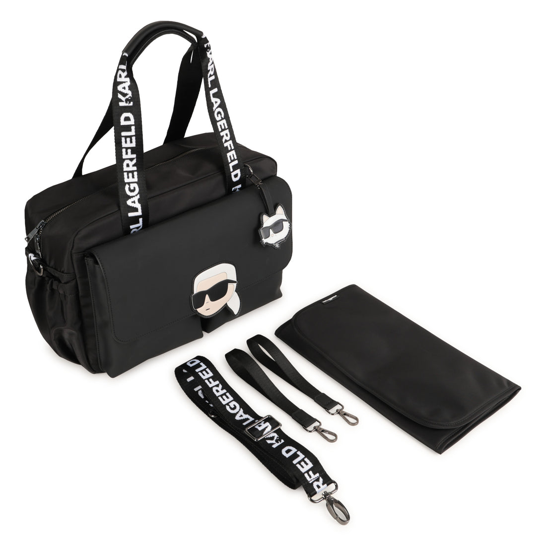 Black Changing Bag with Karl and Choupette Badges