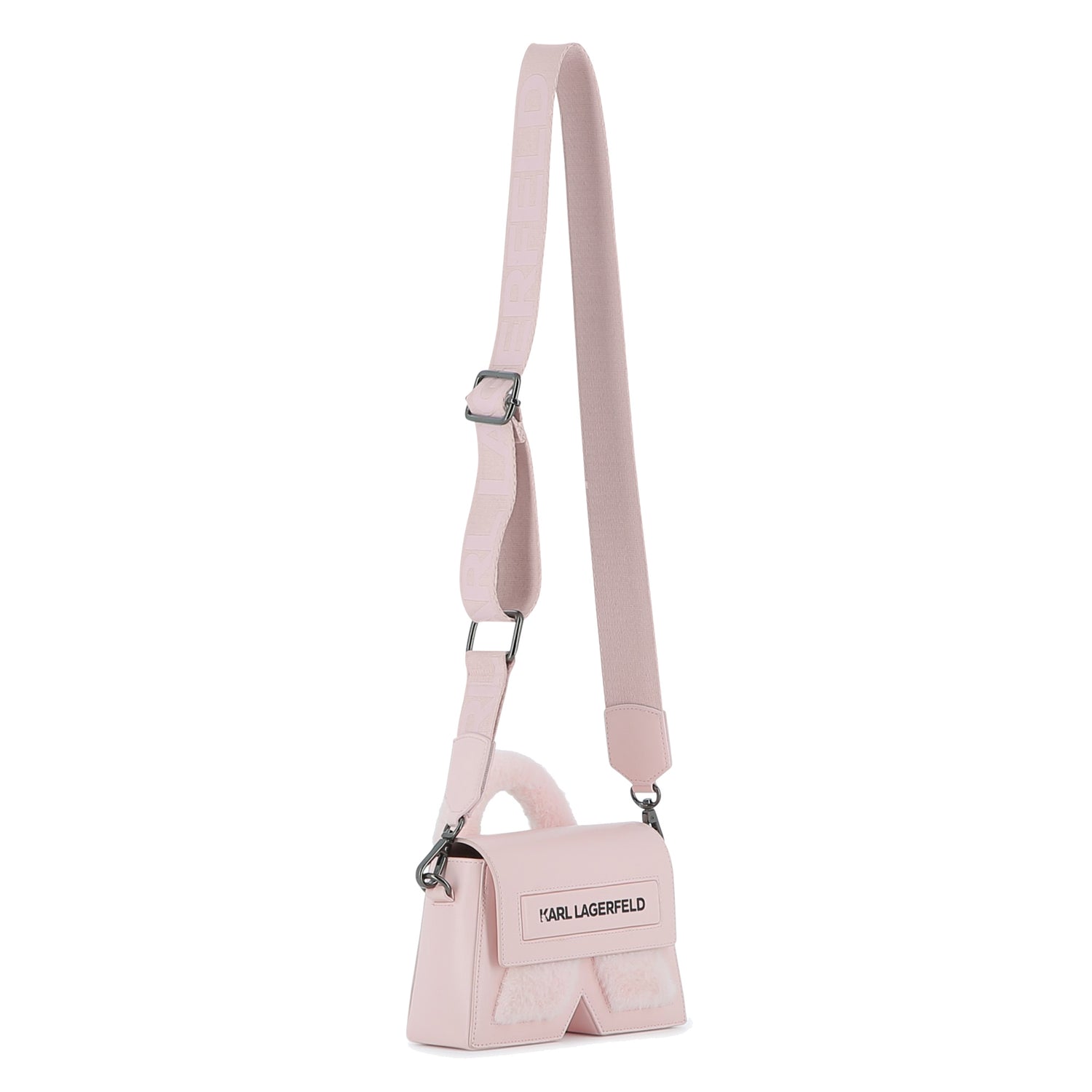 Mini Crossbody Bag with Faux Fur Detail, Light Pink