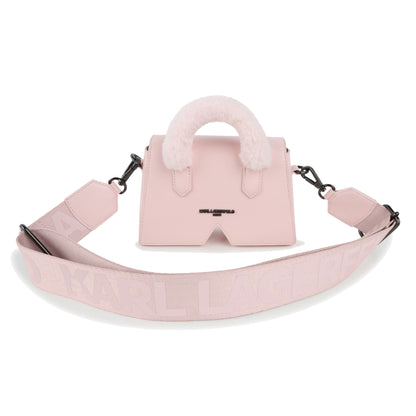 Mini Crossbody Bag with Faux Fur Detail, Light Pink