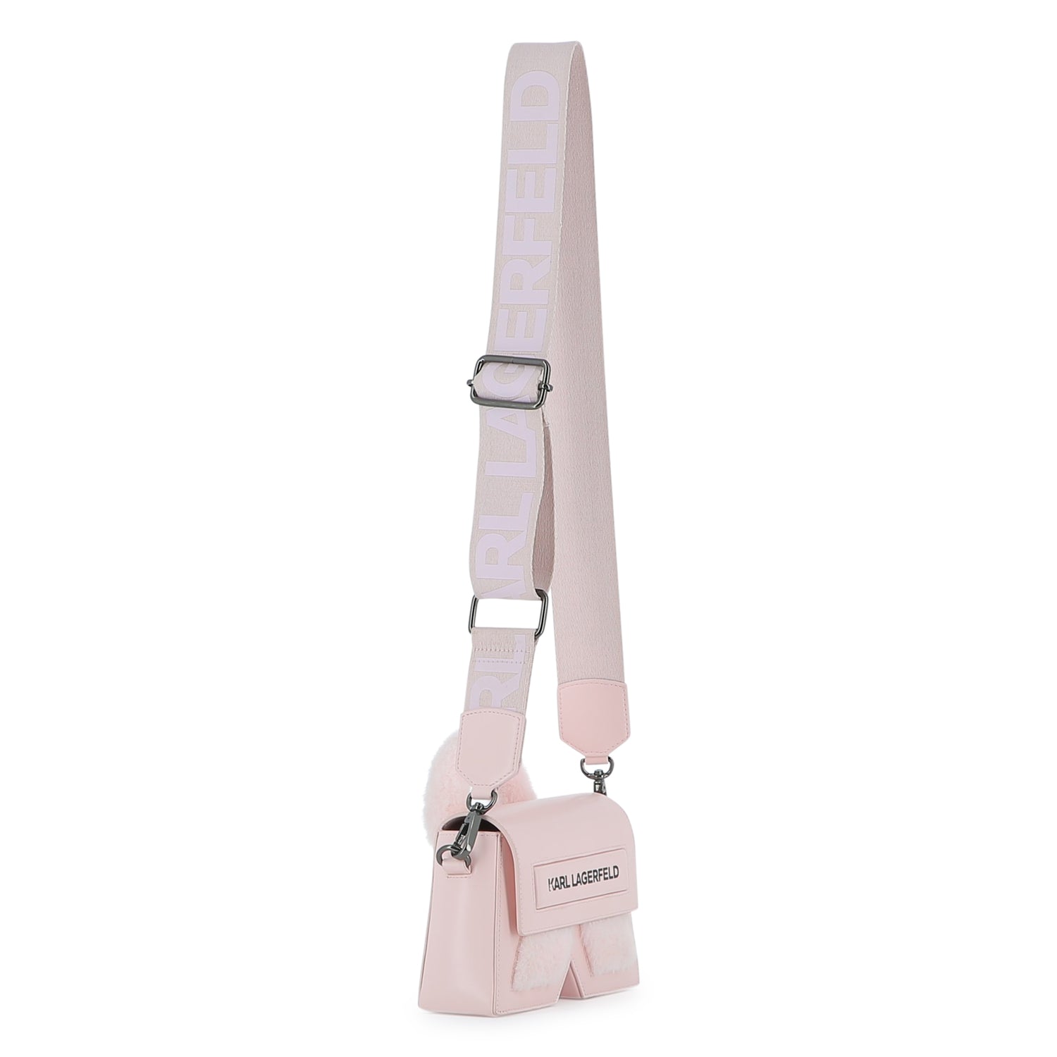Mini Crossbody Bag with Faux Fur Detail, Light Pink