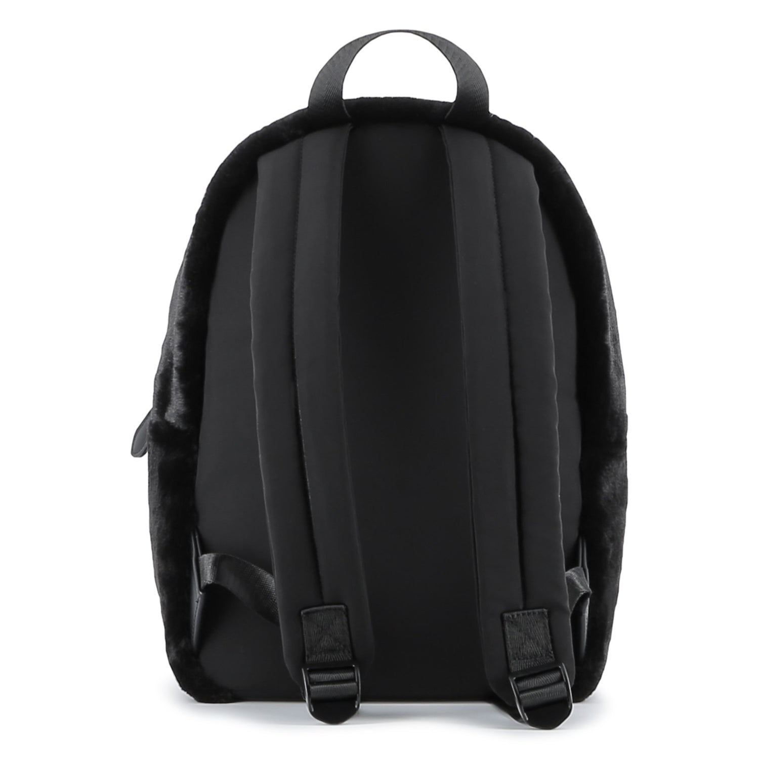 Black Faux Fur Backpack with Karl and Choupette Badge
