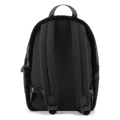 Black Faux Fur Backpack with Karl and Choupette Badge