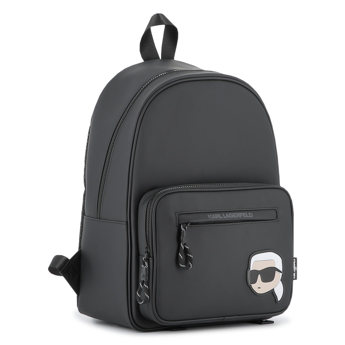 Charcoal Grey Backpack with Iconic Designer Motif and Multiple Pockets