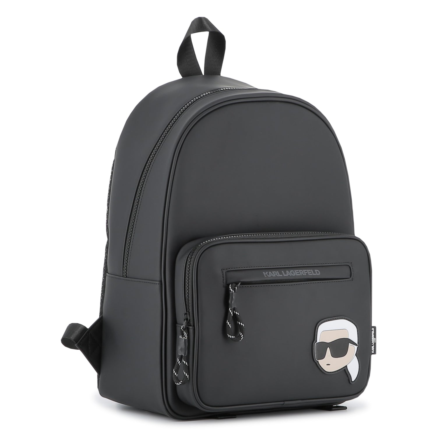 Charcoal Grey Backpack with Iconic Designer Motif and Multiple Pockets