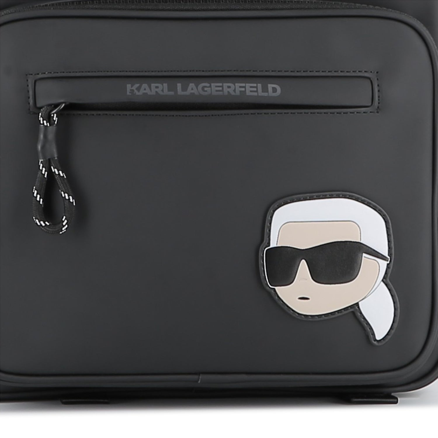 Charcoal Grey Backpack with Iconic Designer Motif and Multiple Pockets