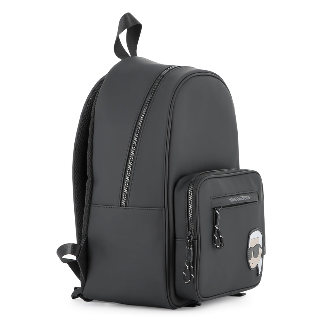 Charcoal Grey Backpack with Iconic Designer Motif and Multiple Pockets