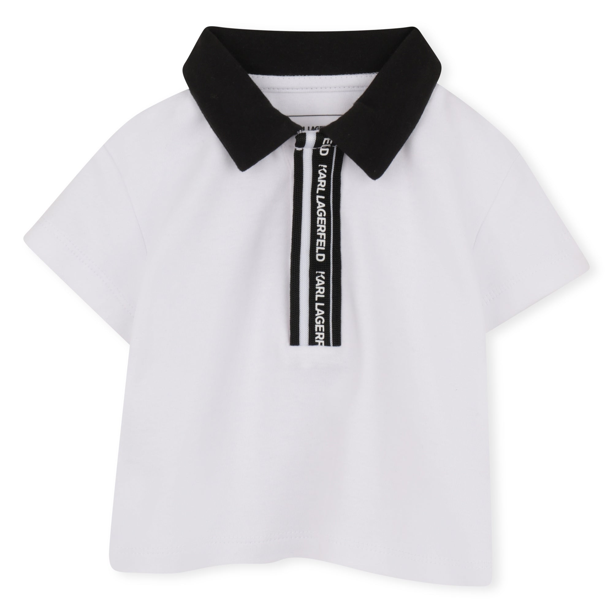 Polo Shirt &amp; Short Set in White and Light Blue Karl Lagerfeld Kids
