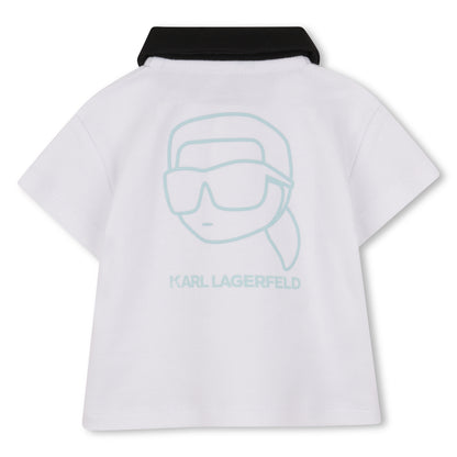 Polo Shirt &amp; Short Set in White and Light Blue Karl Lagerfeld Kids