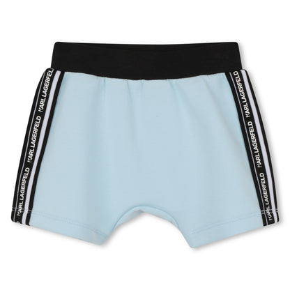 Polo Shirt &amp; Short Set in White and Light Blue Karl Lagerfeld Kids