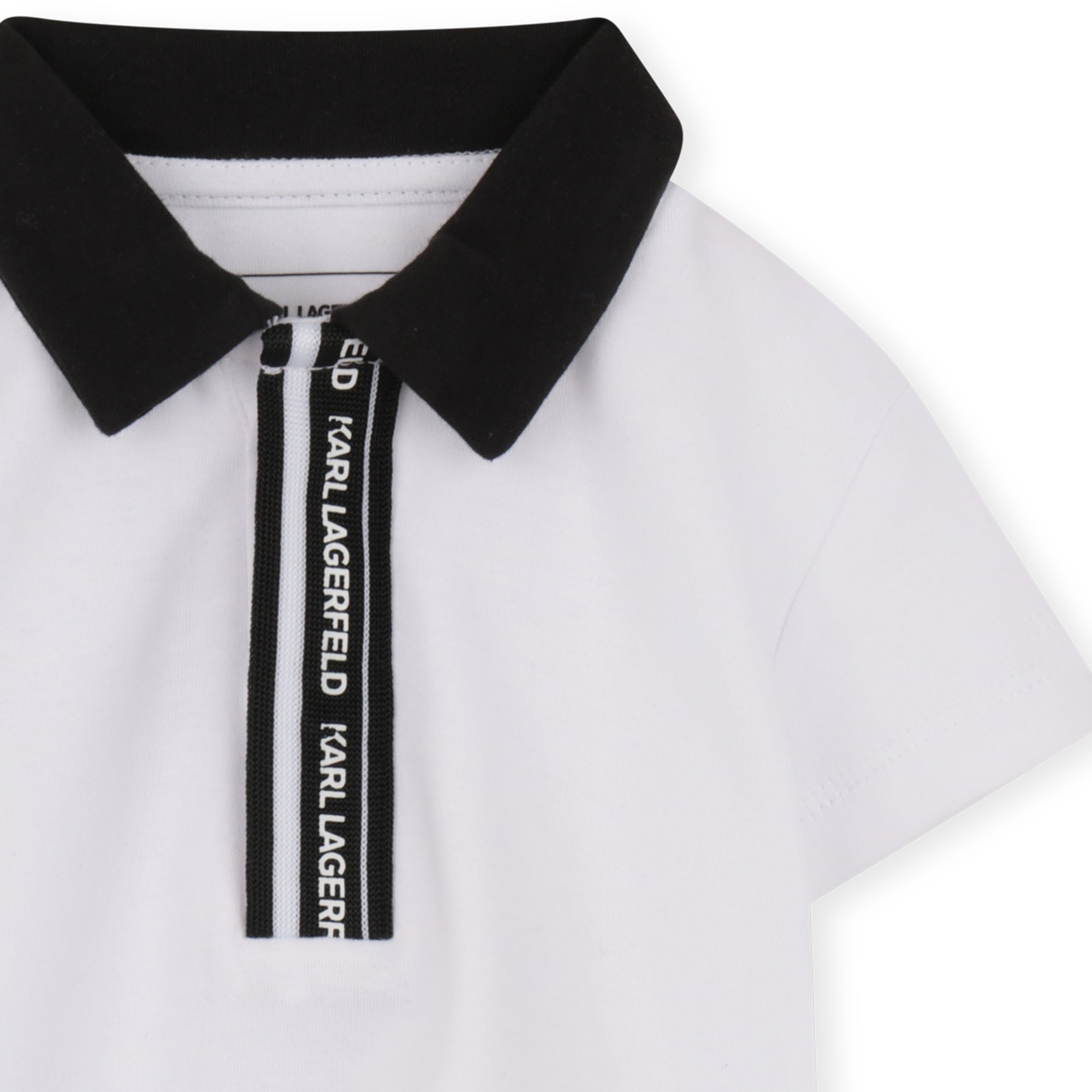 Polo Shirt &amp; Short Set in White and Light Blue Karl Lagerfeld Kids