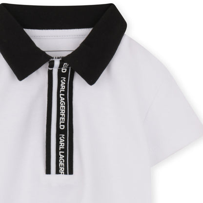 Polo Shirt &amp; Short Set in White and Light Blue Karl Lagerfeld Kids