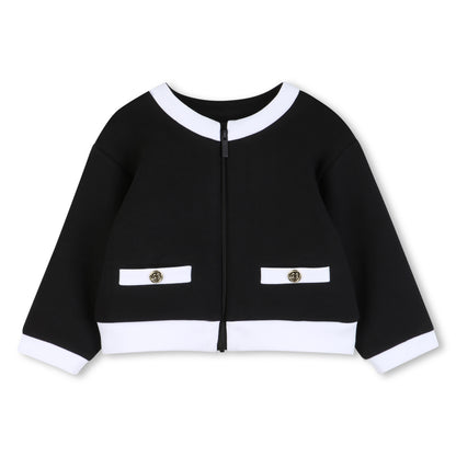 Cardigan, T-Shirt &amp; Shorts 3-Piece Set in Black and White Karl Lagerfeld Kids