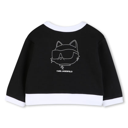 Cardigan, T-Shirt &amp; Shorts 3-Piece Set in Black and White Karl Lagerfeld Kids