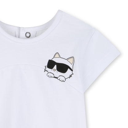 Cardigan, T-Shirt &amp; Shorts 3-Piece Set in Black and White Karl Lagerfeld Kids