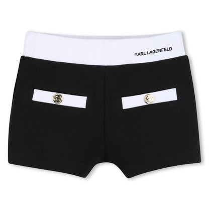 Cardigan, T-Shirt &amp; Shorts 3-Piece Set in Black and White Karl Lagerfeld Kids