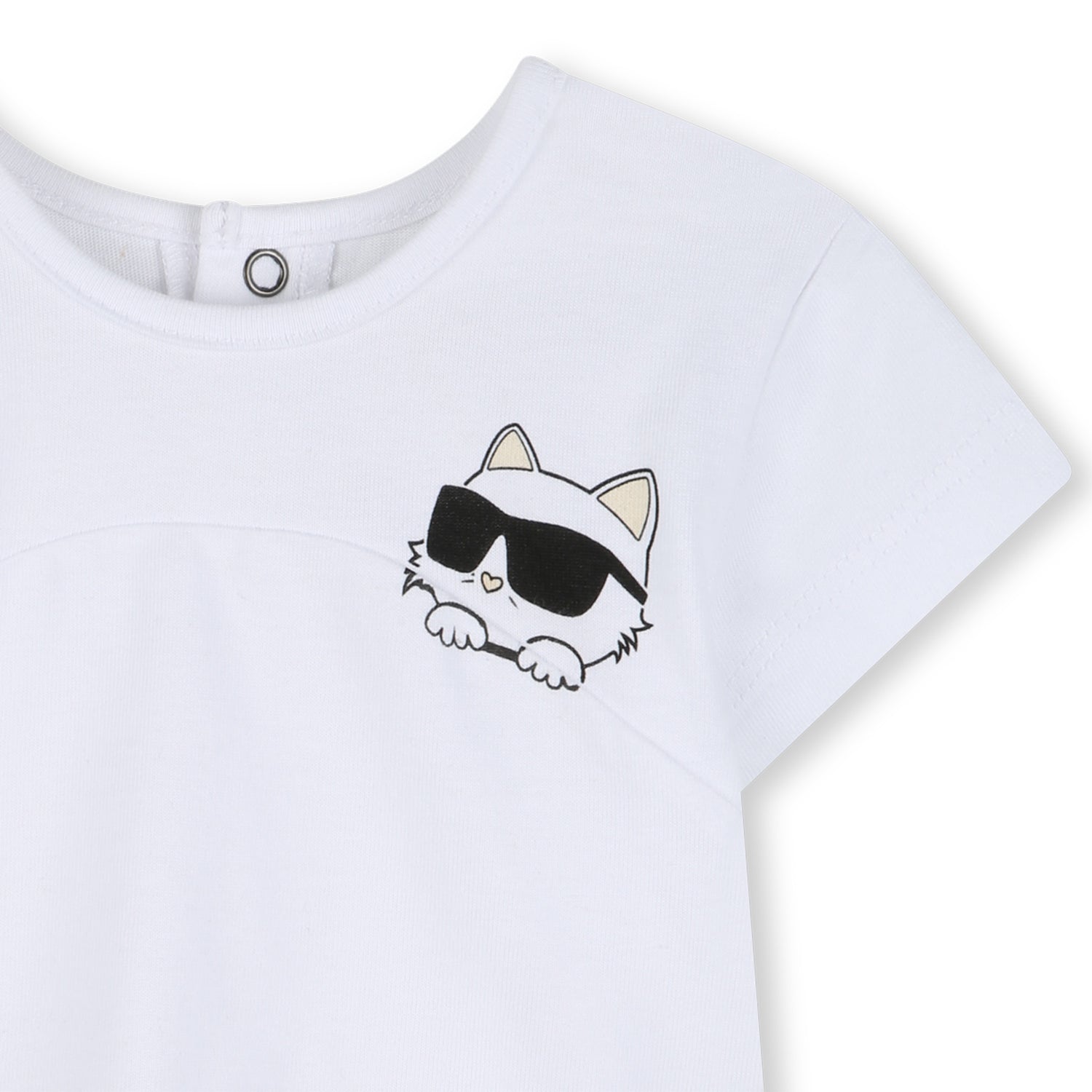 Cardigan, T-Shirt &amp; Shorts 3-Piece Set in Black and White Karl Lagerfeld Kids