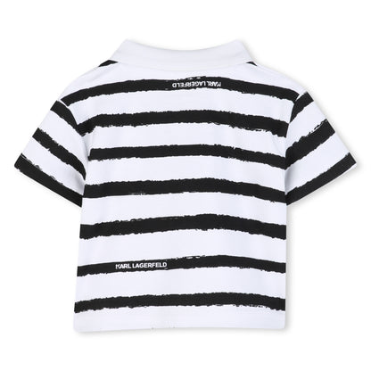 Polo Shirt &amp; Shorts Set in White and Black Karl Lagerfeld Kids