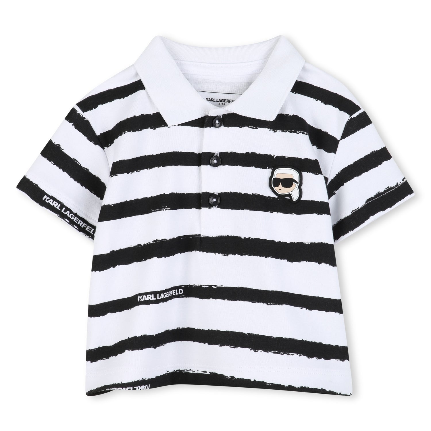 Polo Shirt &amp; Shorts Set in White and Black Karl Lagerfeld Kids