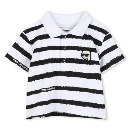 Polo Shirt &amp; Shorts Set in White and Black Karl Lagerfeld Kids