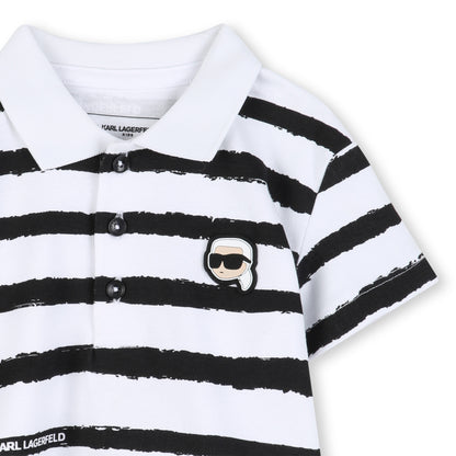 Polo Shirt &amp; Shorts Set in White and Black Karl Lagerfeld Kids