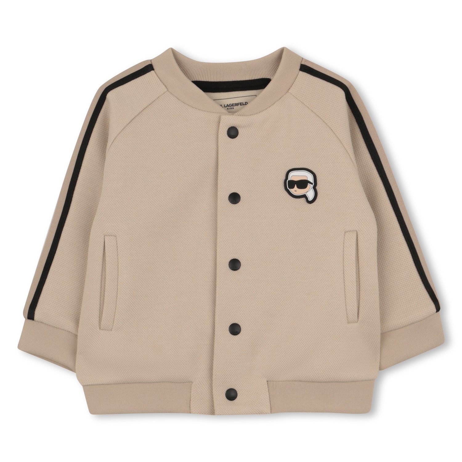 Cardigan, T-Shirt &amp; Trousers Set in Beige Karl Lagerfeld Kids
