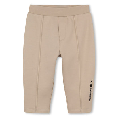 Cardigan, T-Shirt &amp; Trousers Set in Beige Karl Lagerfeld Kids